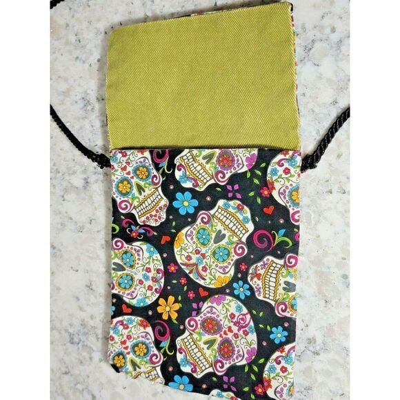 Crossbody Bag‎ Steampunk Colorful Skulls Mardi Gras Small 8 x 6 Single Pocket - Picture 3 of 10